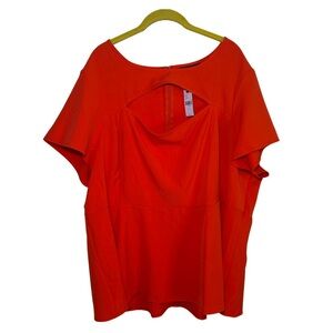 NWT Lane Bryant Womens Top Size 26 Orange Peplum Cutout Neck Zipper Back Office